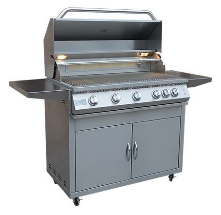 Professional 5 Burner 40 Inch Cart Model BBQ Grill With Lights & Locking Casters