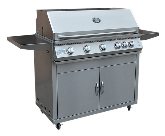 Professional 5 Burner 40 Inch Cart Model BBQ Grill With Lights & Locking Casters
