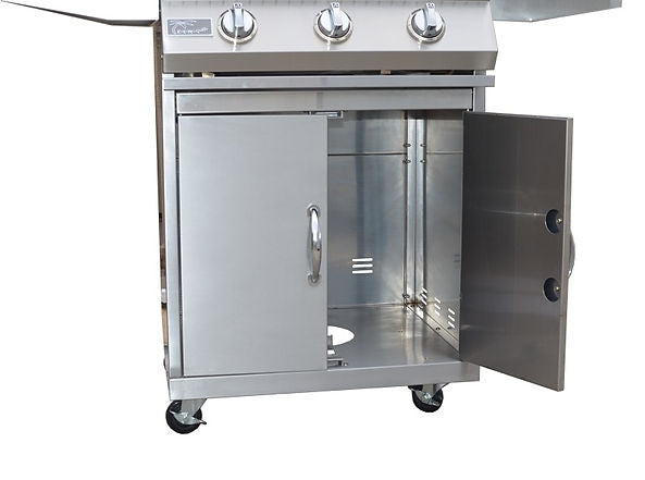 3 Burner 26 inch Cart Model BBQ Grill With Locking Casters
